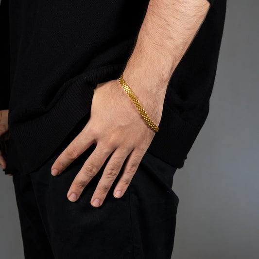 Combo Chinesca Hombre – Cadena Chinesca de Corte Masculino + Pulsera Chinesca de Regalo, Texturizada con Detalle de Pulido Espejo - Lioro