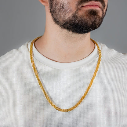 Combo Chinesca Hombre – Cadena Chinesca de Corte Masculino + Pulsera Chinesca de Regalo, Texturizada con Detalle de Pulido Espejo - Lioro