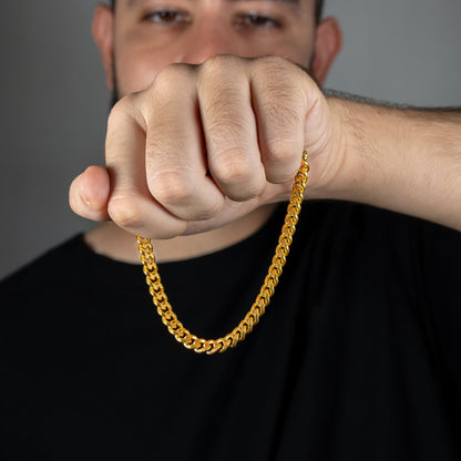 Combo Cubana Hombre - Cadena Cubana Gruesa + Pulsera Cubana de Regalo, de Eslabón Compacto con Cierre Seguro - Lioro