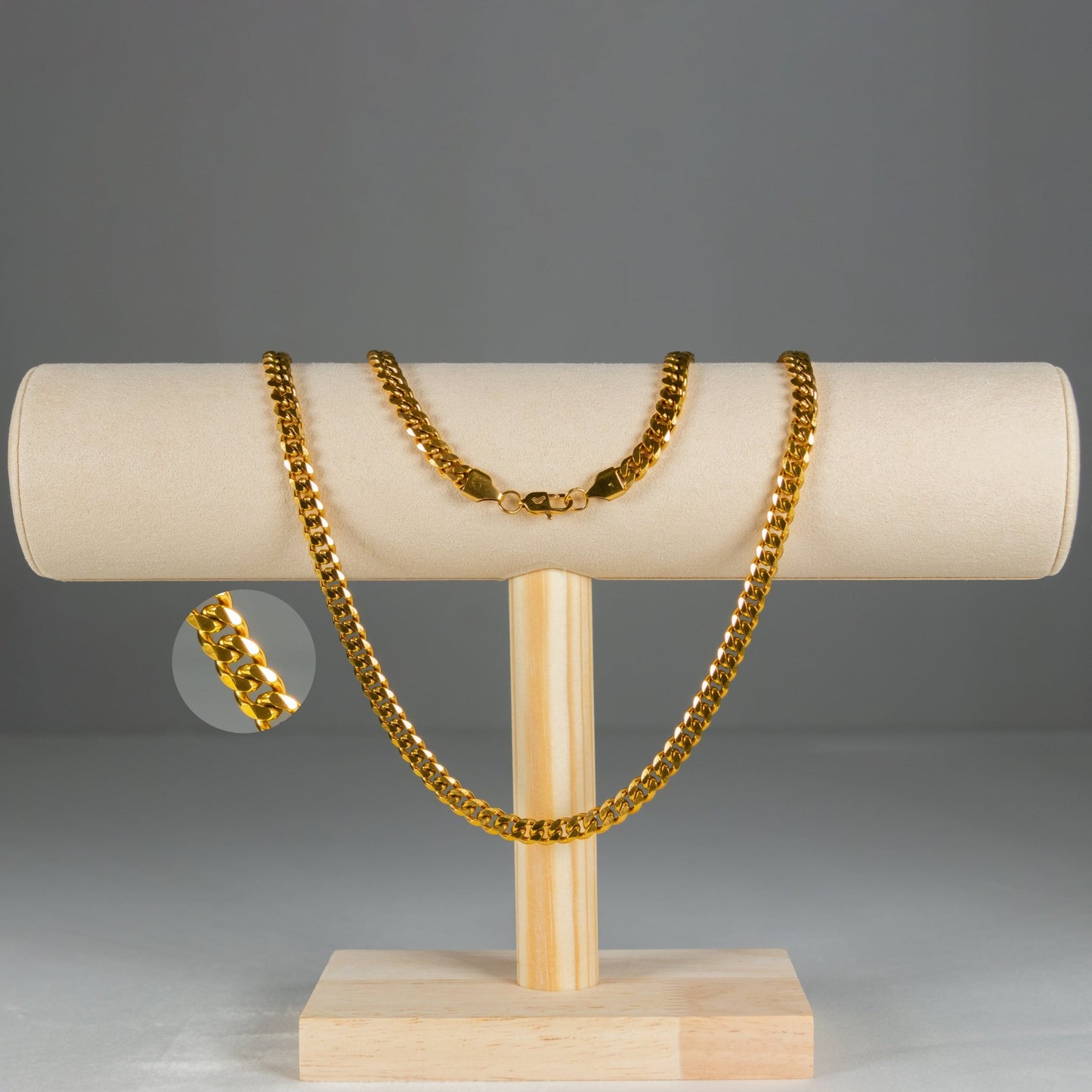 Combo Cubana Hombre - Cadena Cubana Gruesa + Pulsera Cubana de Regalo, de Eslabón Compacto con Cierre Seguro - Lioro